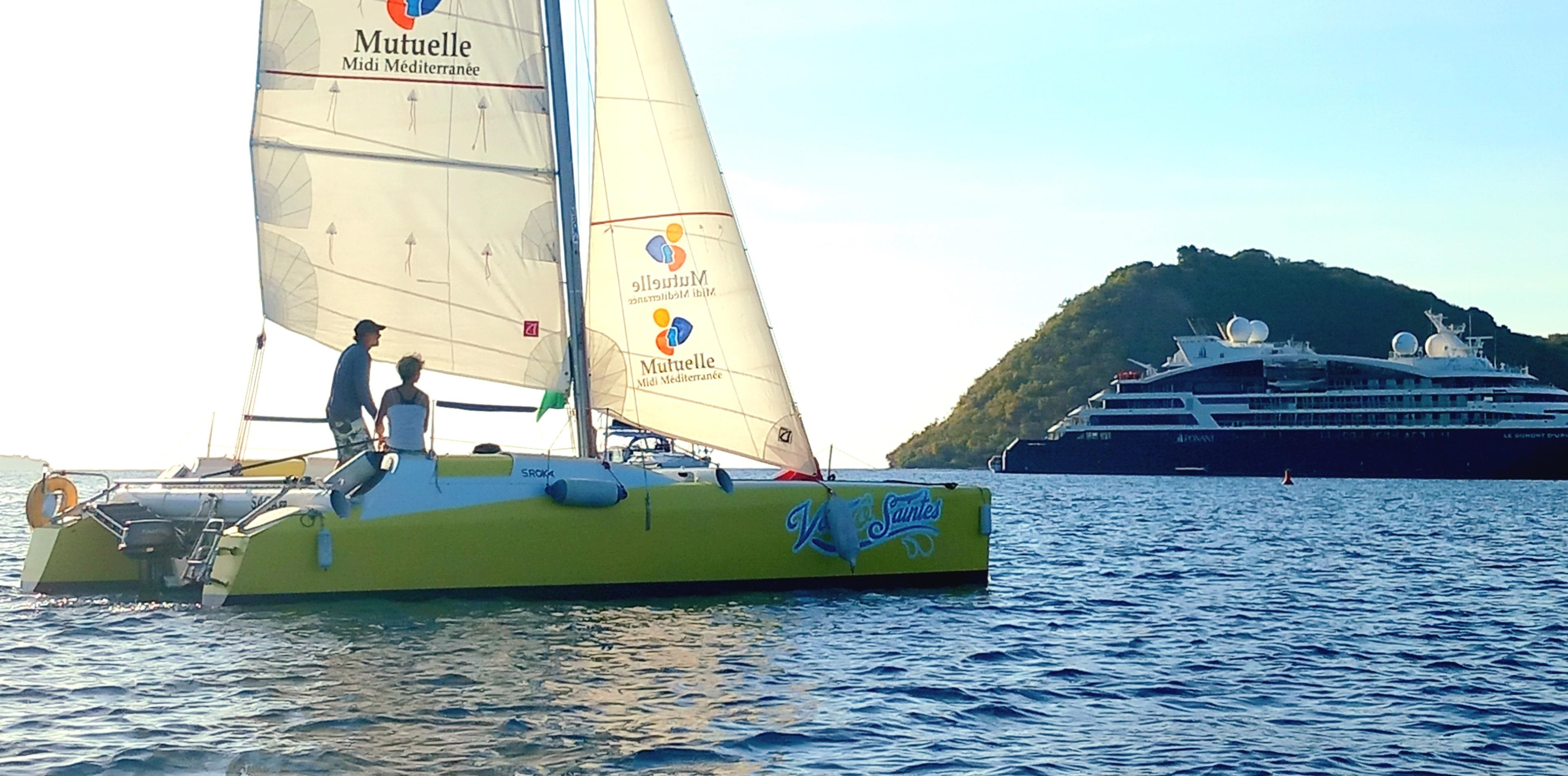 The Saga catamaran on a boat trip with Voil'ô Saintes.