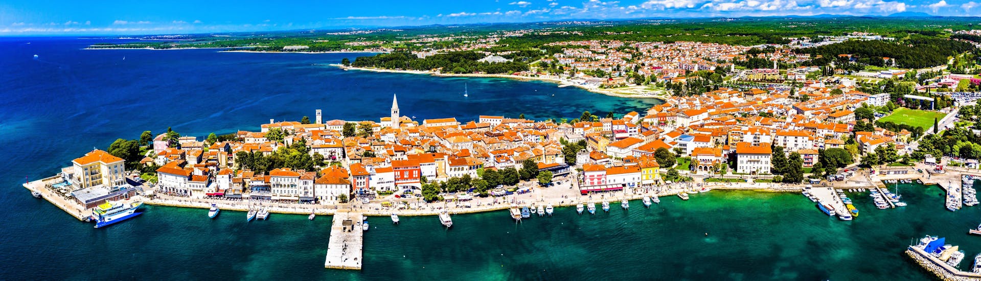 Image of town in Istria where watersports activities take place.