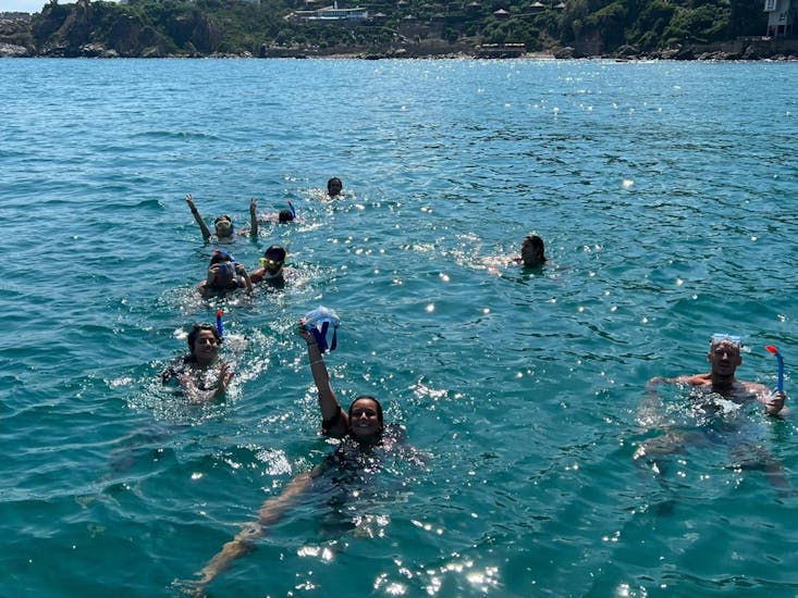 Swimming stop during a day boat trip from Rent Boat Cefalù Tours.
