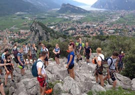 Picture of the quick brief before starting the Via Ferrata Colodri in Arco for Beginners with Mmove - Into Nature Garda Lake.