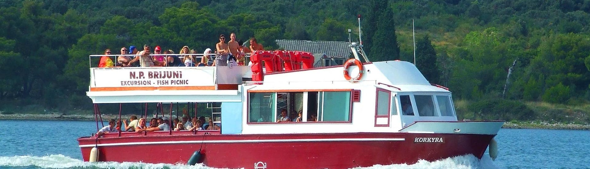 The boat during the boat trip from Pula to Brijuni National Park hosted by Korkyra Tour Pula.