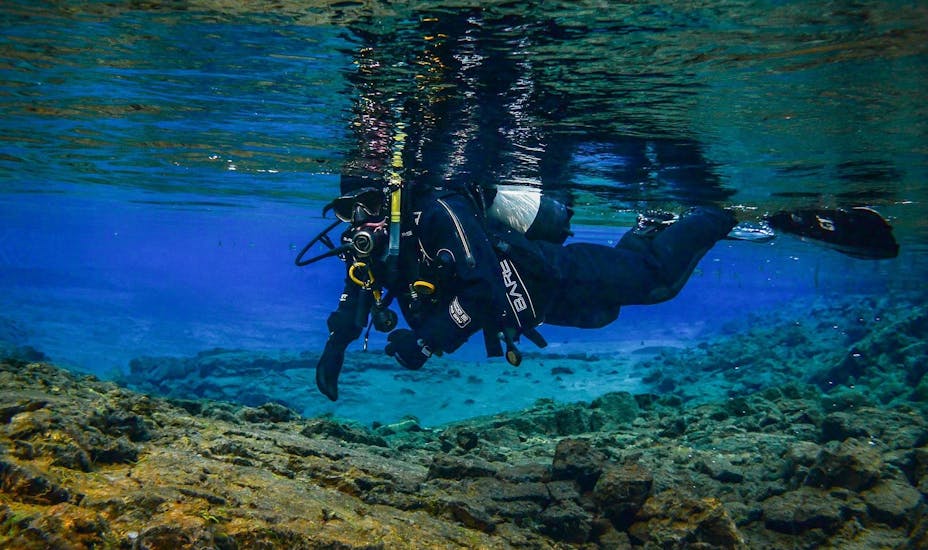 A person diving during the Open Water Diver Course in Medulin for Beginners with Diving Center Shark Medulin.