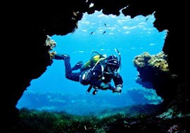 Un sub mentre partecipa a un corso di immersione subacquea per principianti fornito da Endless Oceans Diving Centre Gozo.