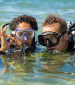 Two people posing for a picture during the Trial Scuba Diving for Beginners in Veštar Bay.