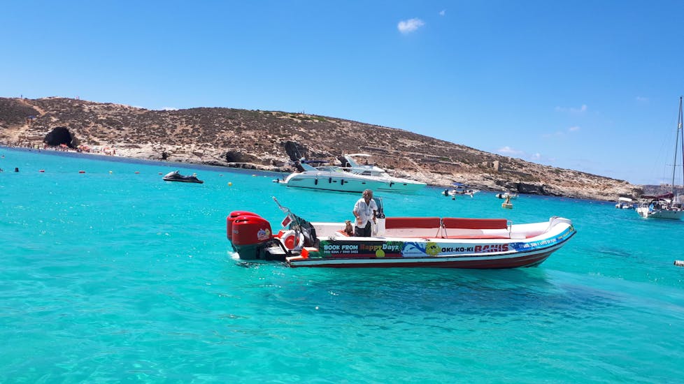 The captain is preparing the speedboat for the Speedboat Trip to Comino including the Blue Lagoon with Oki-Ko-Ki Banis Watersports St Julian's.