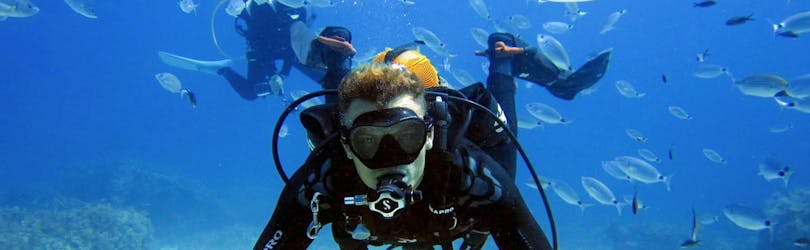 Un plongeur sur le fond marin pendant le cours PADI Discover Scuba Diving à St. Julian's à Malte avec DiveWise Malta.