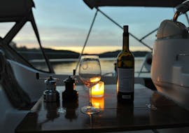 Picture of the wine served during the private sunset boat trip on the Tagus from Torre de Belém with Rent a Boat Lisbon.