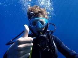 A person enjoying underwater with PADI Discover Scuba Diving in Port d'Andrax with Balear Divers.