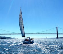 Our sailing ship navigating the Tagus River during the Sailing Boat Trip on the Tagus incl. Ponte Vasco da Gama with Lisbon by Boat.