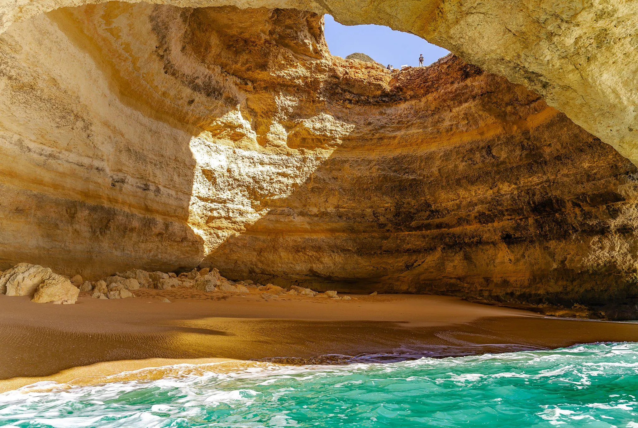 Boat Trip to Benagil Cave from Portimão with Seafaris Algarve View of the majestic inside of the cave during a boat trip to the Benagil Cave from Portimao with Seafaris Algarve.