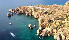Uitzicht op de kliffen die bezocht worden tijdens de boottocht naar Ponta da Piedade vanuit Lagos met Seafaris Algarve.