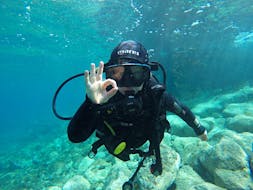 A diver underwater enjoying the sea during PADI Bubblemaker in Dubrovnik for Kids with Diving Center Blue Planet Dubrovnik.