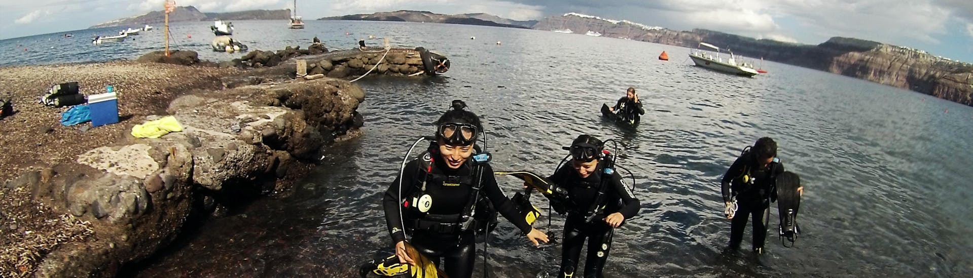 Group during their Guided Dives in Santorini.