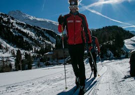 A man is skiing at Cross-Country Skiing Lessons for Beginners from Skischule Obergurgl.