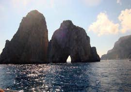 Boat Trip from Sorrento to Capri with Capitano Ago Costiera Amalfitana View of sea stacks of Capri from the sea during Boat Trip from Sorrento to Capri with Capitano Ago