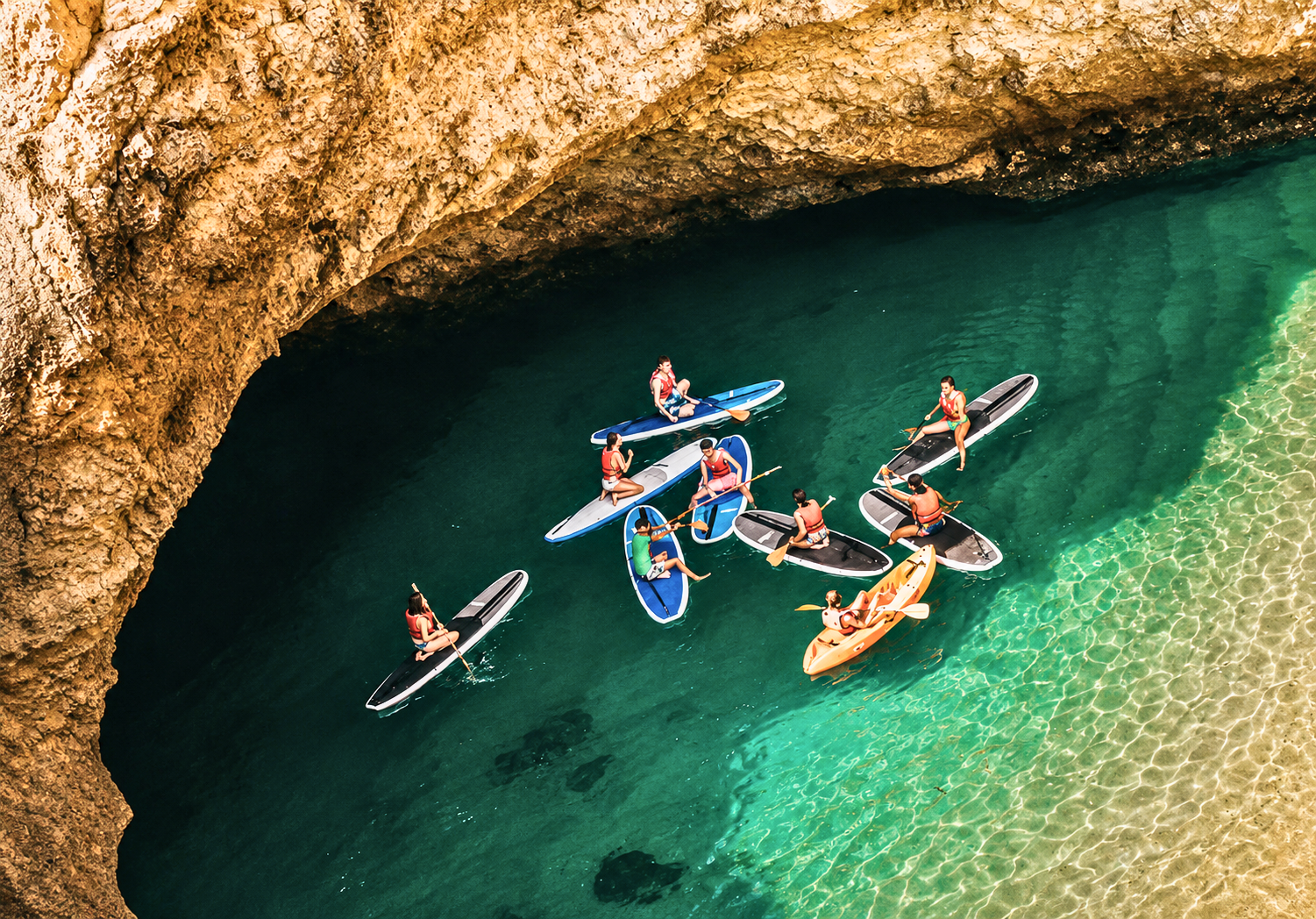 SUP Tour from Praia de São Rafael to the Caves and Cliffs from Albufeira Surf & SUP.