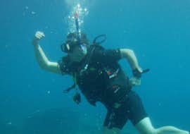 PADI Scuba Diver Course in Crete for Beginners with Diver's Club Crete A beginner diver in the waters of Crete with Diver's Club Crete.