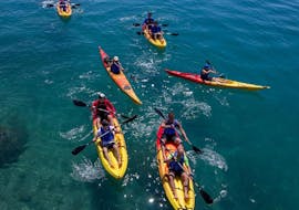 A group of kayakers on their kayak relaxation tour by Iris Adventures Dalmatia in Split.