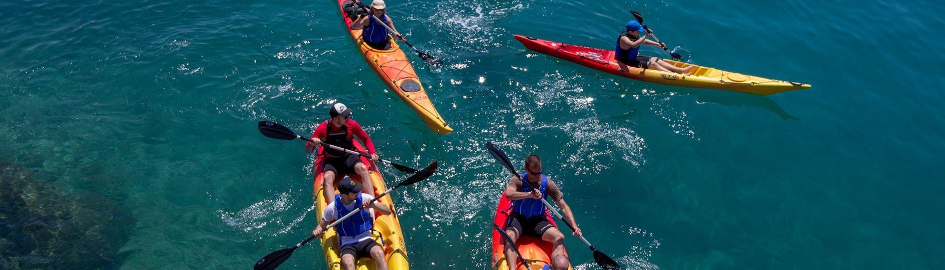 A group of canoeists during their kayak tour with Iris Adventures Dalmatia in Split. 