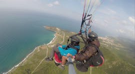 Photo taken during the Tandem Paragliding from Taormina to Letojanni Beach with Sicily Paragliding.