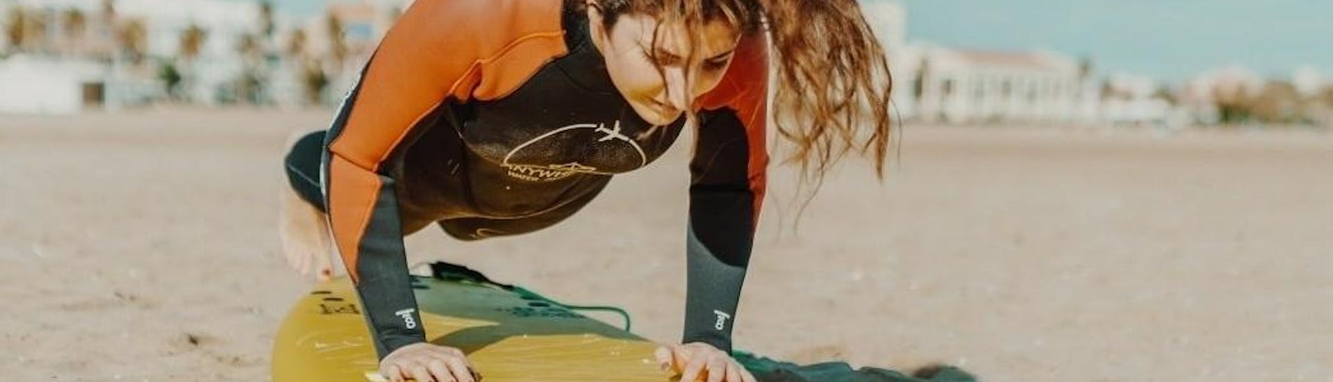 Private surfing lessons in Valencia with Anywhere Watersports. 