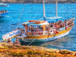 Nuestro barco durante un viaje en barco de Bugibba a Comino incluyendo la Laguna Azul con Seahorse Cruises Malta.