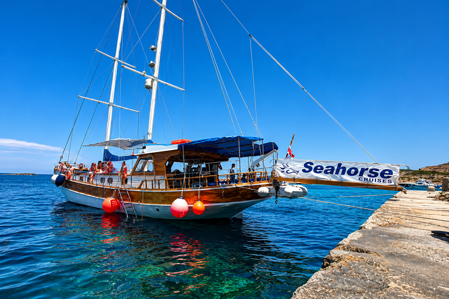 Paseo en velero desde Bugibba a Gozo y Comino con Seahorse Cruises Malta.