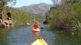 View of a participant on a Kayak on Istán Lake in Marbella with Team4You Marbella.