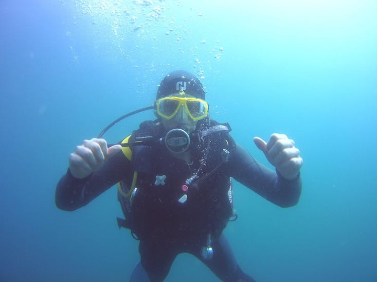 Diver underwater during the Scuba Diver Open Water Course with Haliotis Sesimbra.
