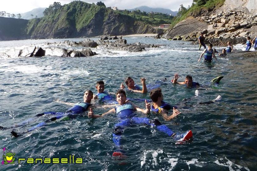 Participants coasteering in Asturias during an activity provided by Rana Sella Arriondas.