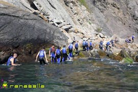 Participants coasteering in Asturias during an activity provided by Rana Sella Arriondas.