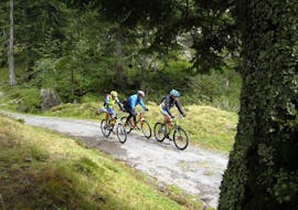 Participants mountain biking in Asturias with rental provided by Rana Sella Arriondas.