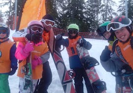 Clases de snowboard a partir de 6 años para todos los niveles con Swiss Mountain Sports Crans-Montana.