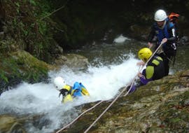 Participants Viboli canyoning in Asturias during an activity provided by Rana Sella Arriondas.