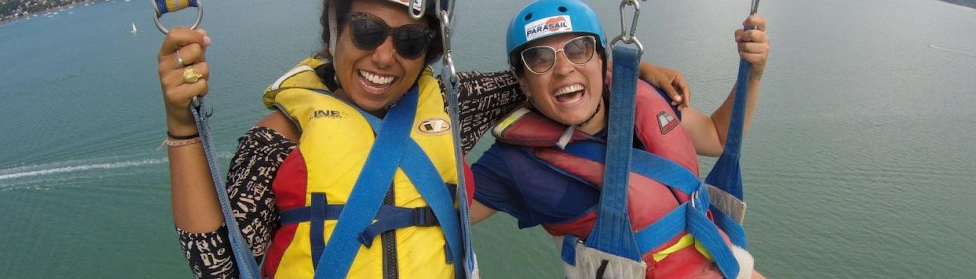 Gilrs are having a great time during the Parasailing in Paihia - For 1 Person organised by Bay of Islands Parasail.