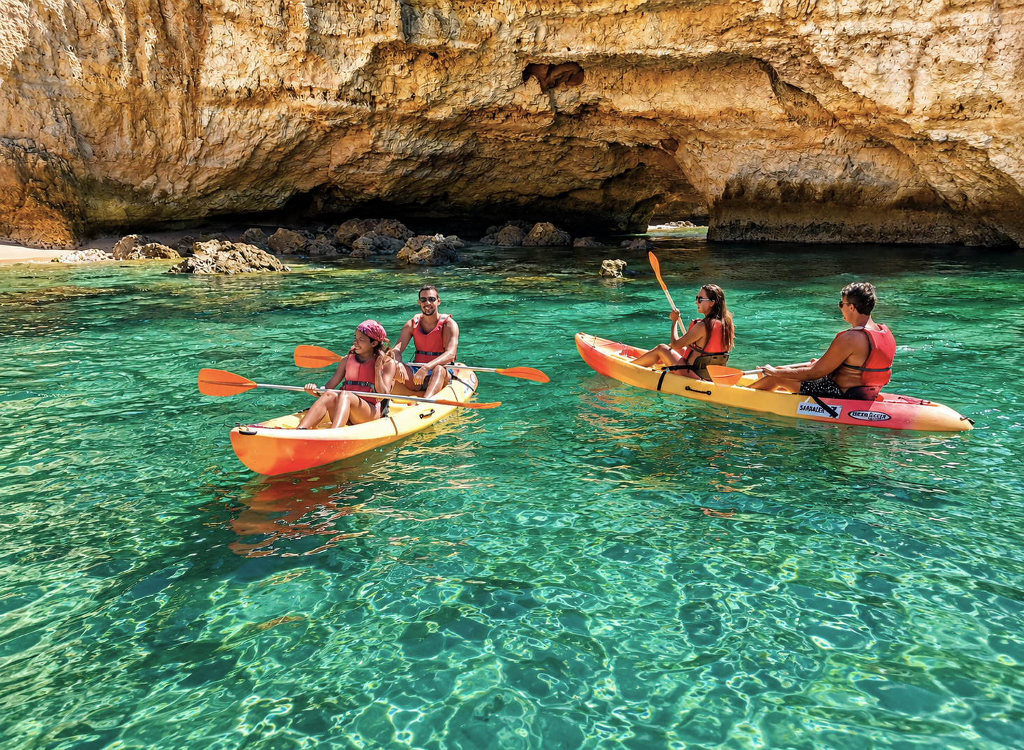 Sea Kayaking from Praia de São Rafael to the Caves and Cliffs from Albufeira Surf & SUP.
