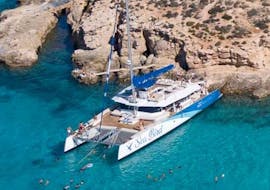 The boat from the Catamaran Trip to Malta's Best Beaches from Bugibba with Sea Adventure Excursions Bugibba