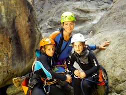 Photo of a family having fun during the Canyoning in the Chalamy for Families