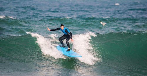 Advanced Surf Lessons on Gamboa Beach in Peniche from Go4Surf Peniche An experienced surfer is enjoying the perfect surfing conditions at Portugal's Atlantic coast during the Advanced Surf Lessons at Gamboa Beach in Peniche with Go4Surf Peniche.