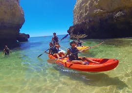 While Sea Kayaking to Caves and Wild Beaches from Armação de Pêra, the participants of the tour follow their local guide from Moments Watersports Algarve to hidden treasures along the coast.