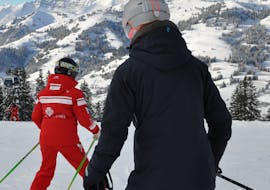 Picture of a kid skiing with confidence during a private ski lesson with Swiss Ski School Chateau d'Oex.