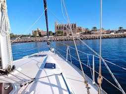 View of the Bay of Palma de Mallorca during a private sailing boat trip with DayCharter.es.
