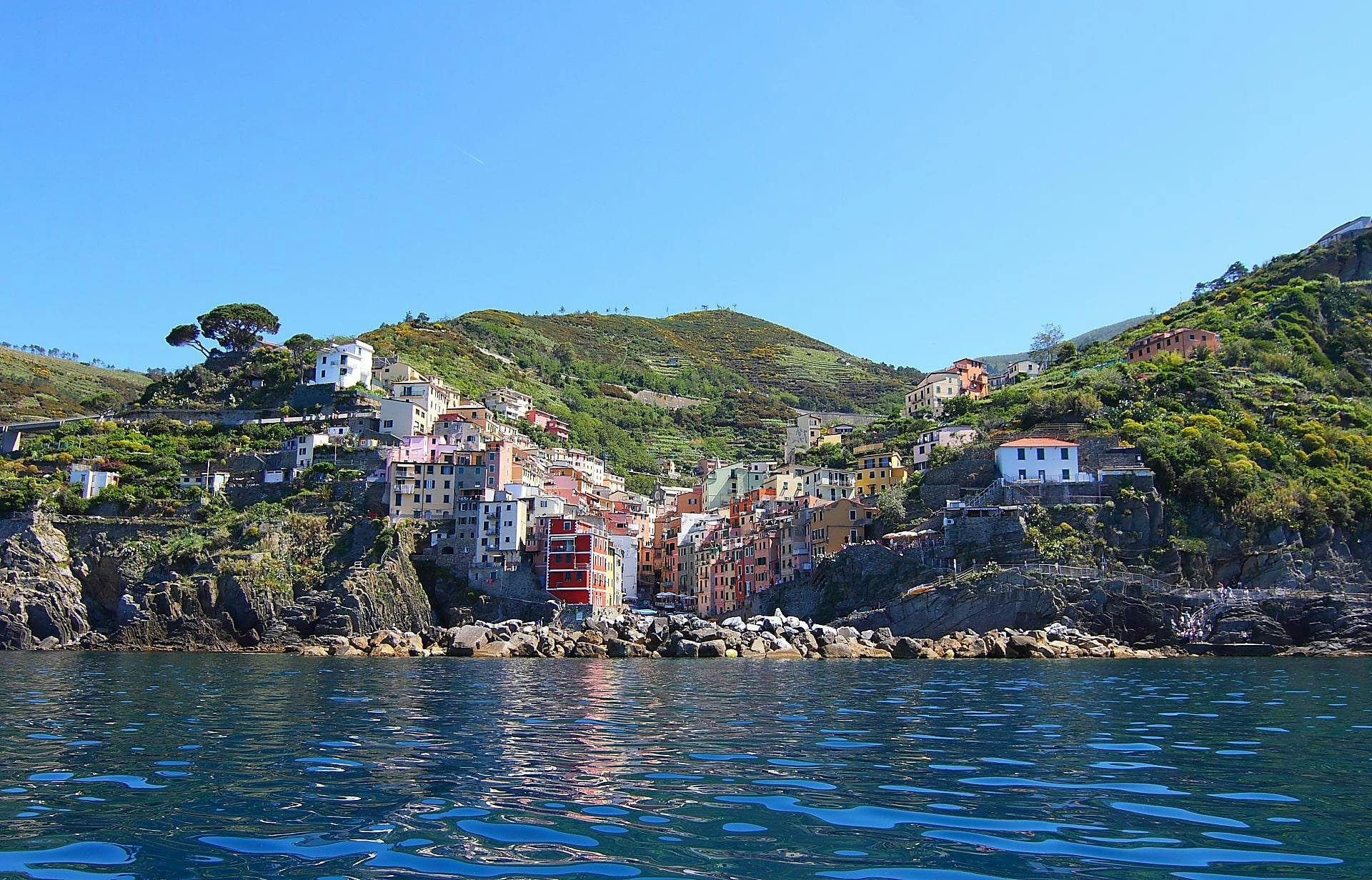 Four happy girls enjoying the boat trip along the Cinque Terre with Snorkeling with Cinque Terre Boat Trip.