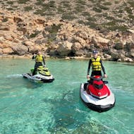 Two people go on a jetski safari to the nature reserve of the deltas with Mallorca on Jetski.