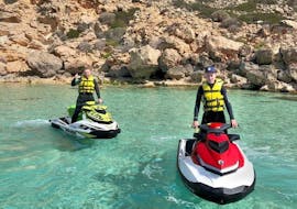 Two people go on a jetski safari to the nature reserve of the deltas with Mallorca on Jetski. 