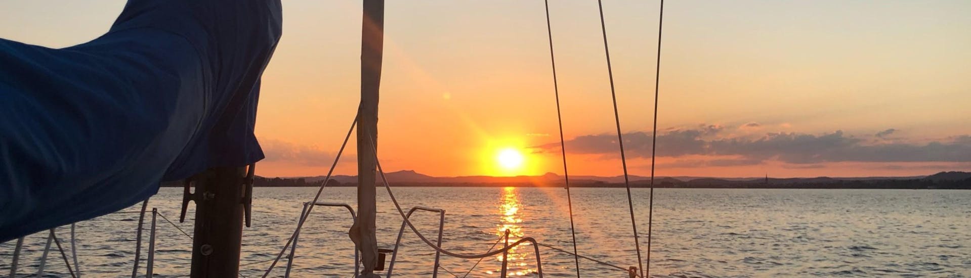 A beautiful sunset as seen during a romantic sailing trip on Lake Constance with MB Events & Adventures.