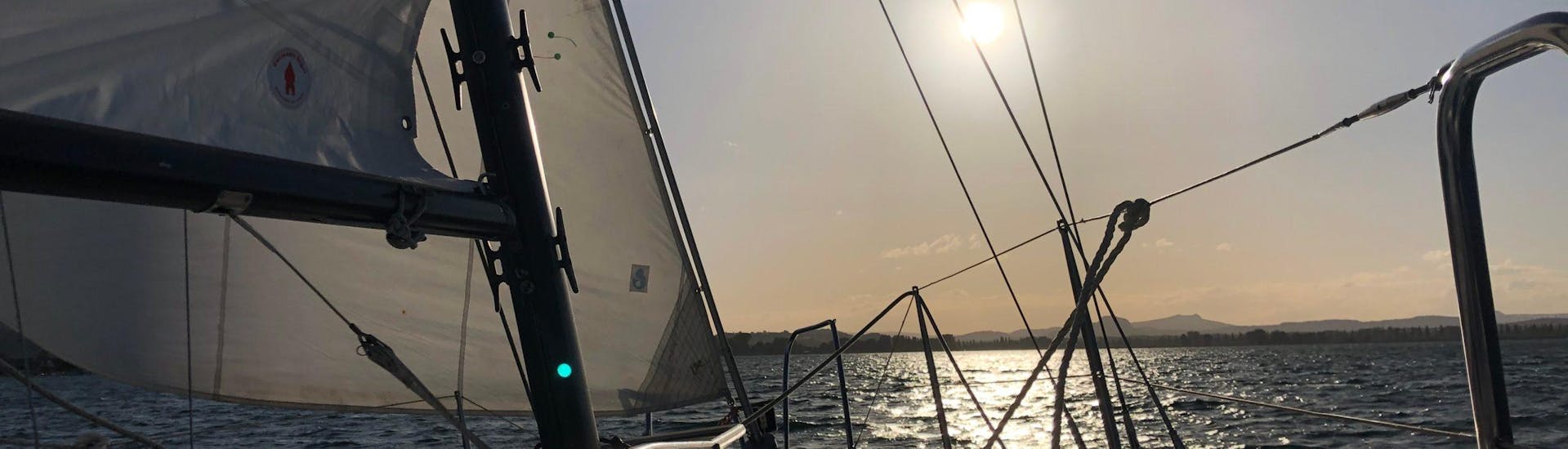 The sailboat Bavaria 808 on a private sailing trip on Lake Constance with MB Events & Adventures.