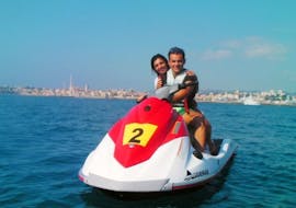 Couple doing a Jet Ski Safari around Nice with Jet Evasion.