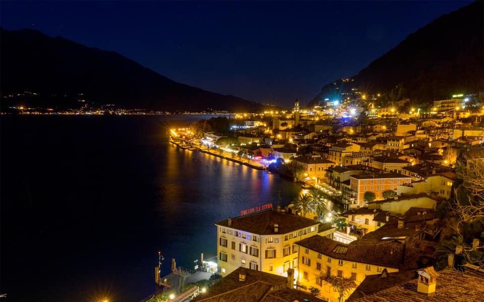 The beautiful Limone during the boat transfer from Malcesine to Limone at night with Garda Express.