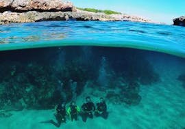 A group of divers is doing an open water dive as a part of their PADI Open Water Diver Course in Portocolom for Beginners with East Coast Divers Mallorca.